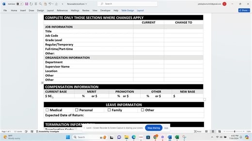 Personal Action Form: Employee Status Change HR Template (digital Download) - Etsy