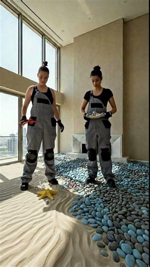 The Ultimate 3D Ocean Epoxy Floor Transformation🌊🏖️ #3doceanfloor #satisfying