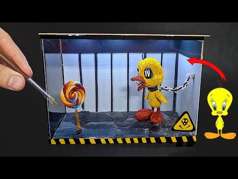 I Made a Monster Tweety inside a lab , horror clay diorama
