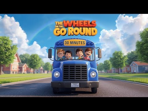 🎵 The Wheels on the Bus Go Round and Round (1 Hour Loop) | Blue Bus Version | Tiny Tunes World
