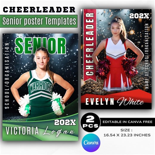 Cheer Senior Night Poster Template Canva | Editable Cheerleader Senior Poster | Custom Cheerleading Banner DIY | +90 Backdrops - Etsy