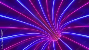 Travel Inside Futuristic Rainbow Colored Neon Glowing Tube 3D Tunnel - 4K Seamless VJ Loop Motion Background Animation