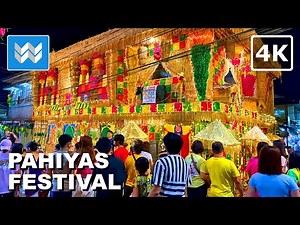 [4K] Pahiyas Festival in Lucban Quezon Philippines 🇵🇭 Night Walking Tour - Kiping Decorated Houses