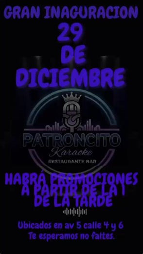 🔵 A partir de hoy, "Patroncito Bar", en avenida 5, entre calles 4 y 6. ¡Los esperamos! Vénganse a cantar karaoke 🎙 | SOS Córdoba