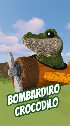 I Built a GIANT Bombardiro Crocodillo! 🐊💣 #shorts #minecraft