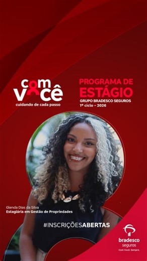 Entre uma pergunta, um feedback e um erro que vira aprendizado muita coisa acontece. Quer viver tudo isso também? As inscrições para o Programa de Estágio 2026 do Grupo Bradesco Seguros estão abertas. INSCREVA-SE www.estagiobradescoseguros2026.com.br ❤️ #GrupoBradescoSeguros #ComVocêSempre #ProgramaDeEstágio