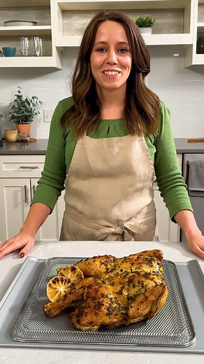 Need a good chicken dinner? This recipe comes together quicker thanks to a technique called spatchcocking and the Deluxe Air Fryer & Oven. Add a side salad, and dinner is served! This month, instead of paying full price, you can host a qualifying party and get the NEW Deluxe Air Fryer & Oven for 60% off! Reach out to your consultant or learn more here: https://bit.ly/3FKR9js #lemonandherb #roastchicken #spatchcocking #airfryerrecipe #budgetfriendly #letsgetcooking | Pampered Chef