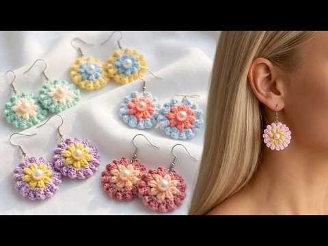 "Crochet FLOWER Earrings" For Absolute Beginners | Step by Step Tutorial DIY