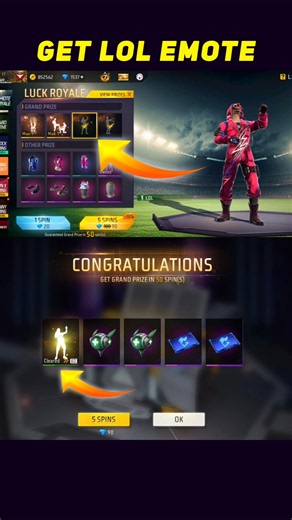 Lol Emote Return Free Fire, Lol Emote Free Fire, Lol Emote Spin Free Fire, #freefire #freefireshorts