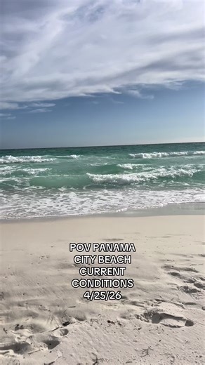 POV PANAMA CITY BEACH CURRENT CONDITIONS RIGHT NOW 4//25/26 current temperature 74 Sunny 78 high forecast 8 mph gust 12 winds Sw 83 percent humidity 71 feel like Water temperature 74 degrees. UV high 8. No current bacteria advisory. 🐚 shell 7 out 10 #foryoupage #panamacitybeach #trending #beach #beachvibes