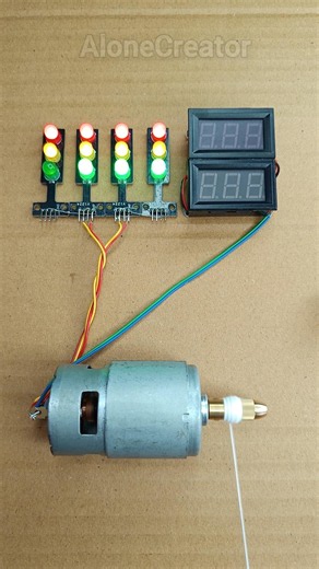 Two Voltmeter & Four Traffic Light Powered by 775 DC Motor • #shorts #dcmotor