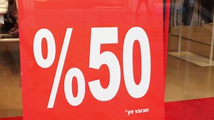 Sale signs in a clothing store