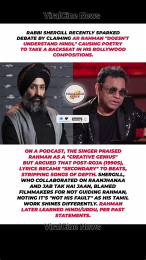Rabbi Shergill SLAMS AR Rahman: 'Doesn't Understand Hindi' 😱 #rabbishergill #arrahman #breakingnews