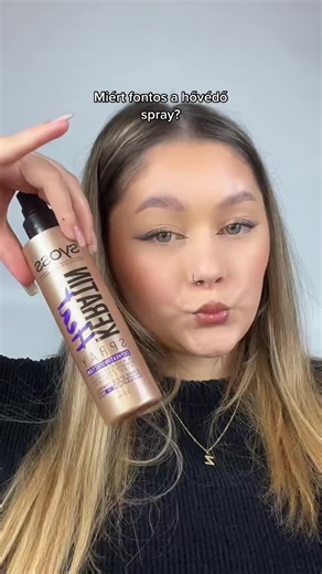 Hővel való formázás előtt mindig fújjátok be a hajatokat! Nekem ez a spray kedvencem🫣#magyarsminkes #hajformazas #hovedospray #heatprotector #syoss #syosskeratin #hajapolastipp #nekedbelegyen #fyp #goviral