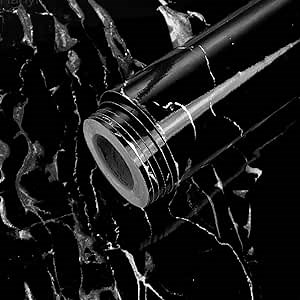 Black Marble Commercial Grade Contact Paper Self Adhesive Removable 23.50" x 16 ft