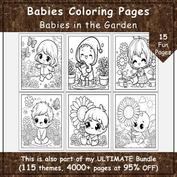 Babies Playing in The Garden | 15 Printable Coloring Sheets to Spark Imagination