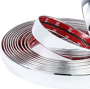 25Ft Automotive Chrome Trim Molding 1-3/16"(30mm) Heavy Duty Car Side Moldings UV-Protected Scratch-Proof for All Vehicles Body Door Window Bumper Self Adhesive