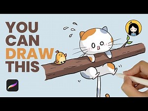 Cute Cat Drawings - How to Draw A Cute Cat in Procreate | Easy Tutorial for Beginners