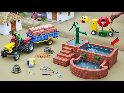 DIY Mini Tractor Builds Hand Pump Construction | Using Bricks | Village Water Supply part 02