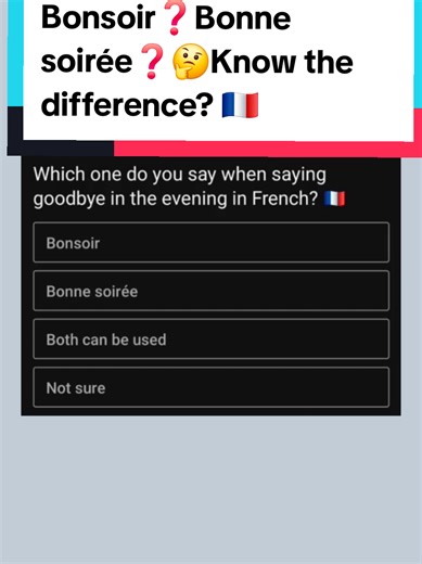 Bonsoir❓️ or Bonne soirée❓️🤔 🇫🇷 Do you know the difference? Which one would you say? #learnfrench #french #frenchlesson #frenchlanguage #languagetips