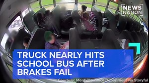 Footage released by authorities in Ohio shows a truck whose brakes had failed narrowly avoiding a crash with a school bus. Full story: https://trib.al/wUqx6ye #SchoolBus #TruckDriver #Ohio | NewsNation