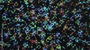 Hi tech pattern on plane surface, neon glow, complex elements and structure. 3d objects form sci fi composition on surface 3d pattern. 4k looped animation. Information technology, futuristic hardware