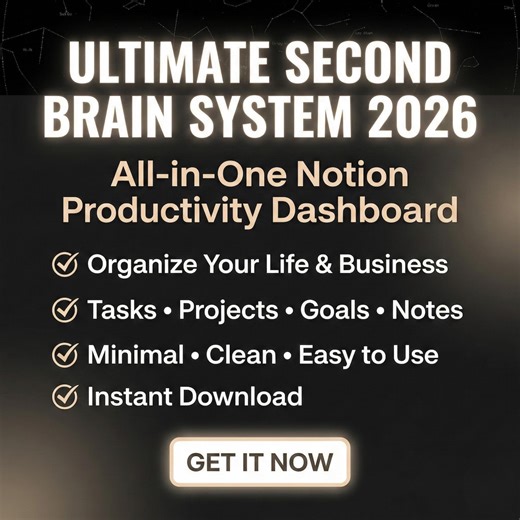 Second Brain Notion Template | All-in-one Productivity Dashboard for Tasks, Goals and Notes | Digital Planner for Entrepreneurs and Students - Etsy UK