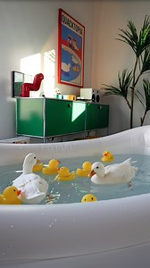 Our Daily Routine 🪿🪿💦 . . . #ducks #inflatable #bathtub #pool #petlife | Ducks_in_space