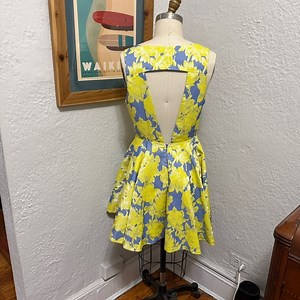 Backless Ark & Co Yellow and Blue Floral Dress