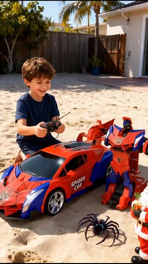 27K views · 59 reactions | This Christmas, watch a car turn into a robot with ONE click! 烙✨ This auto-transforming RC car flips, spins 360°, and races—all by remote control!  Rechargeable and durable for non-stop fun! ⚡ Perfect gift for kids who love tech, action, and surprises!  Warning: May cause wide eyes, happy screams, and "I want that too!" from other parents!  | Couragevalor | Facebook