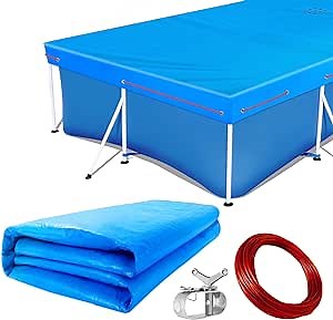 120" x 80" Rectangle Pool Cover with Pool Cover Cable, Rectangle Pool Cover, Rectangular Framed above Swimming Pool Cover UV Resistant Dustproof Waterproof for Rectangular above Ground Swimming Pools