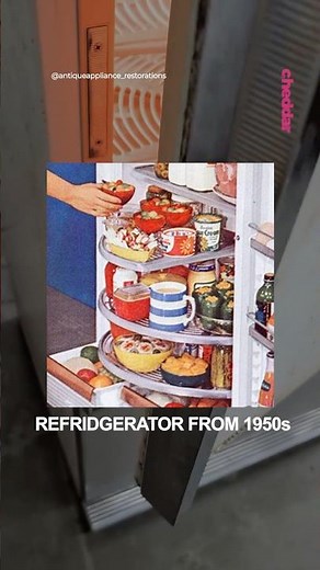 Bring baxk Lazy Susans back to fridges?🧊 Credit @antiqueappliance_restorations #invention
