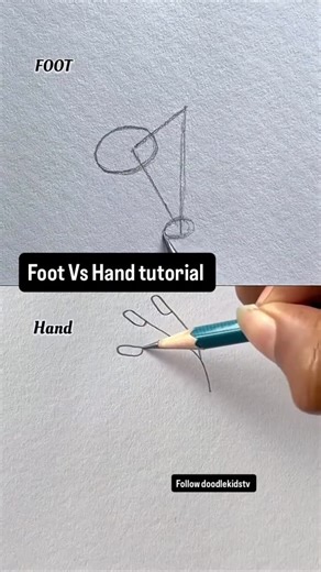 Doodlekidstv on Instagram: "Foot Vs Hand tutorial#art#artwork#drawing#sketch#pencil Plz follow for more"