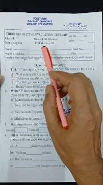 Class 3 English 3rd Unit Test Question Paper 2025 // Class 3 English Final Exam Question Paper 2025