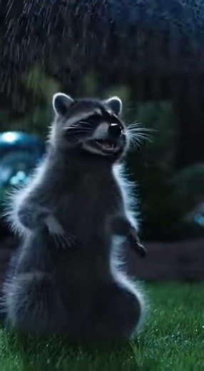 Raccoon Triggers the Sprinkler Trap