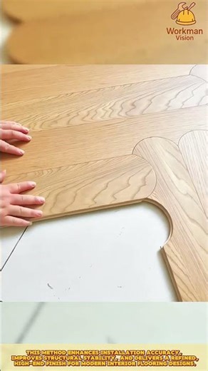 Skilled Worker Installing Curved Interlocking Wood Floor Panels for Seamless Custom Fit
