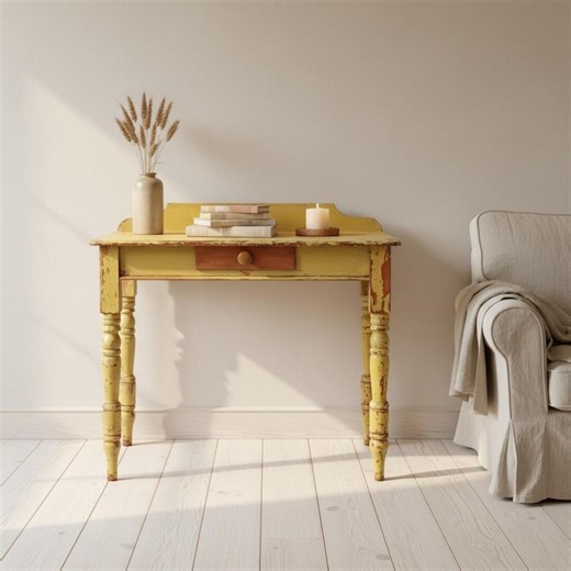 Rustic Farmhouse Console Table | Original Paint | Vintage Bedside | Primitive Country Furniture