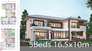 House design plan 16.5x10m with 5 bedrooms - Home Ideas
