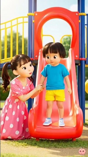 Momo-chan Helps at the Playground Slide 🎢 | Cute Kawaii Animation