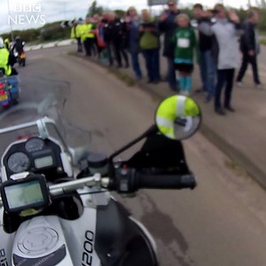 Thousands of motorcyclists took part in Ride to the Wall at the National Memorial Arboretum on Saturday. So what was it like to take part? John Hammond from Midland Freewheelers Blood Bikes recorded his journey for us from Drayton Manor. | BBC Birmingham