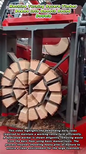 Industrial Firewood Processor Splitting Logs Into Multiple Pieces