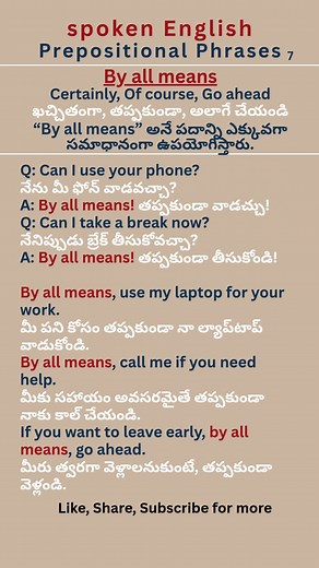 What Does “By All Means” Really Mean? | Daily English Phrase Explained in Telugu
