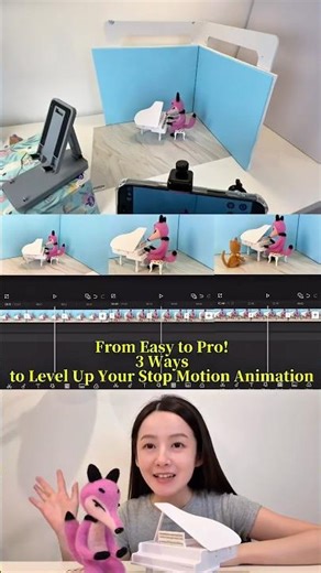 Stop Motion Tutorial for Beginners: 3 Levels to Animate a Fox | Wagging Tail & Piano Play #shorts
