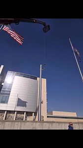 1.2K views · 17 reactions | This display is a 70' flagpole in the middle and a 60' flagpole on each side. The 70' flagpole snapped in our recent blizzard. Within roughly 2 weeks we had a new flagpole delivered and installed. Flying high and proud today.  | A-1 Flags, Poles, and Repair | Facebook