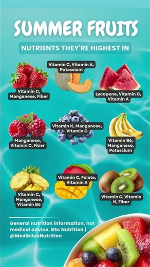 Summer Fruits Nutrients #summerfruits #vitamins