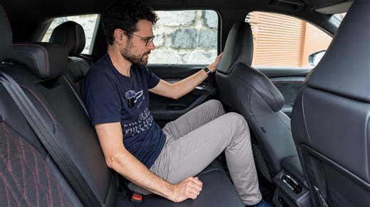 Rear area of the Audi Q6 e-tron looks comfortable for passengers