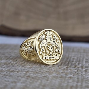 Personalized Jewelry, Solid Gold Coat of Arms Signet Ring, Christmas Gift, Family Crest Rings, Custom Signet Ring, Family Crest Signet Ring - Etsy
