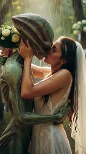 Alien Groom Kisses Bride in the Rain 😱💍