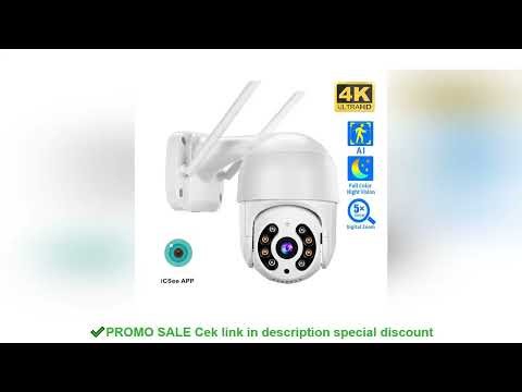 8MP 4K Wireless PTZ Camera HD 1080P Color Night Vision Wifi IP Camera Outdoor 5MP Ai Auto Tracking C