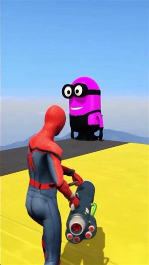 GTA 5 Rainbow Red Vs Pink & yellow Spiderman Jumping Into Pool (Euphoria Physics/Ragdolls) #shorts